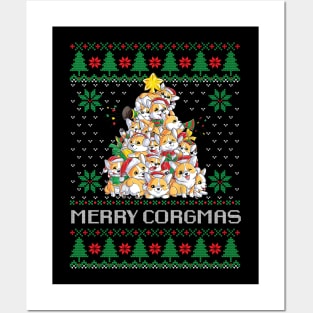 Merry Corgmas Corgi Tree Design Posters and Art